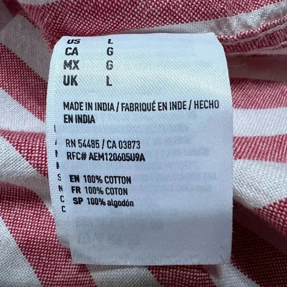 American Eagle Outfitters Red and White Stripe Shirt Size L - Picture 4 of 5